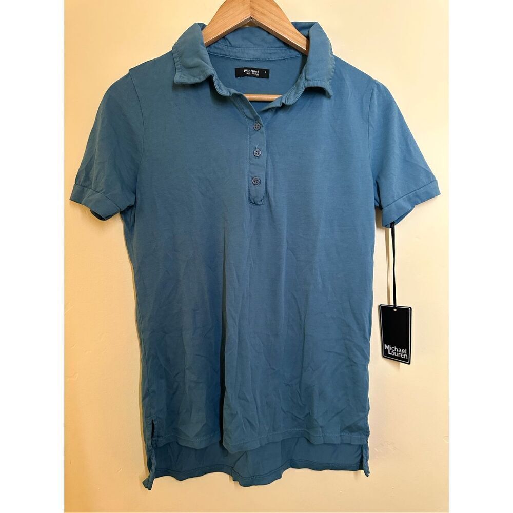 🌸 Michael Lauren Blue Super Comfy Womens Blue Polo Shirt Size Small